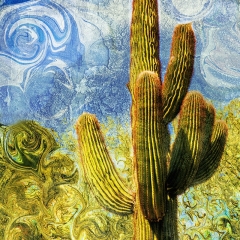 Saguaro on Blue Sky Abstract